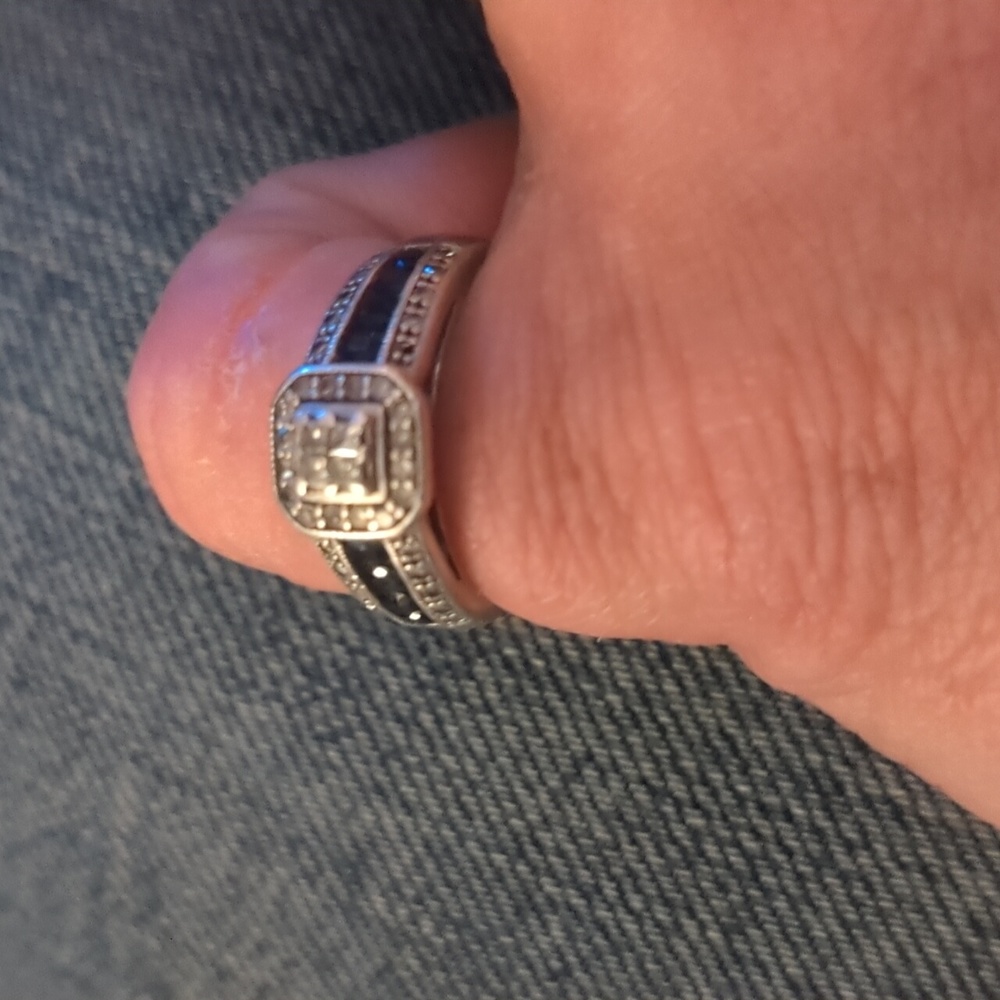 Sapphire engagement ring 7/8 CT diamonds platinum